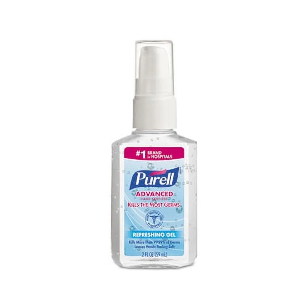 Advanced Hand Sanitizer Refreshing Gel Clean Scent, 2 oz Personal Pump Bottle, 24/Carton