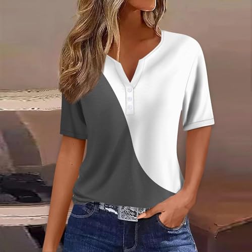 Womens Tops Summer Dressy Casual V Neck T-Shirts Short Sleeve Blouse Fashion 2024 Cute Spring Tunic Tops