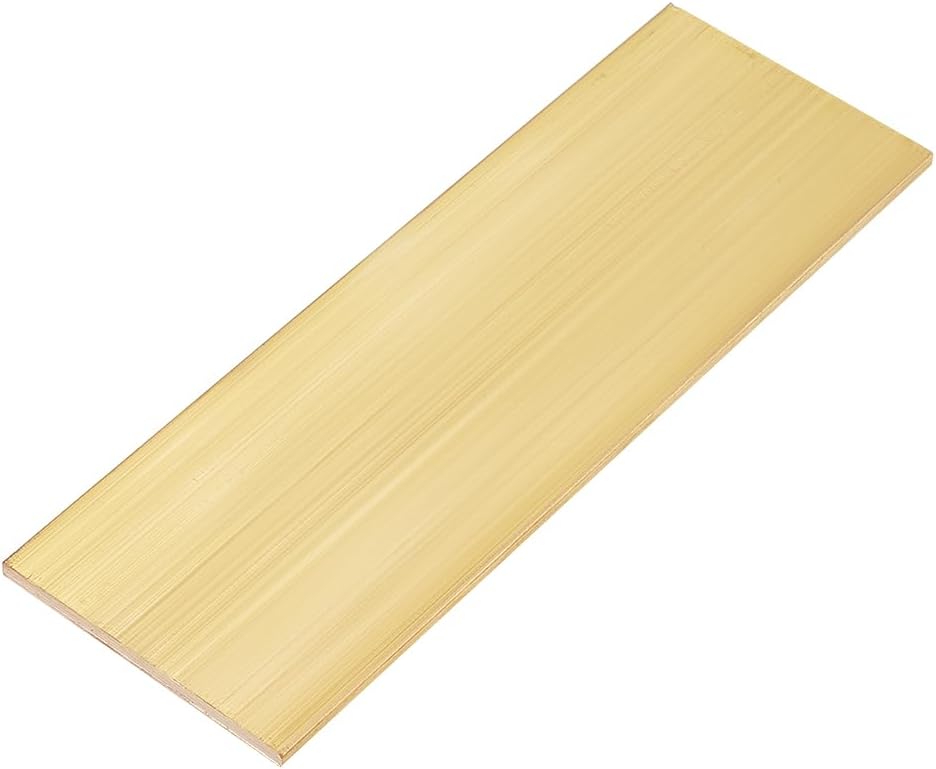 OLYCRAFT Rectangle Brass Sheet 6 Inch Length x 2 Inch Width x 1/8 Inch Thick Gold Brass Sheet Raw Brass Sheet Material Rectangle Metal Brass Sheet for Metal Stamping Models Repairs DIY Crafts