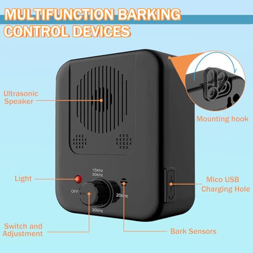 TBYUM Bark Box Ultrasonic Bark Control Device - Stop Barking & Silence Neighbor's Dog - 50 Ft Range - 3 Levels Anti-Bark Tool for Outdoors