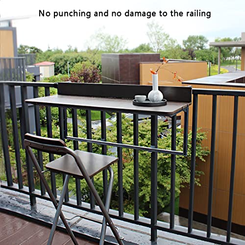 Balcony Desk,Balcony Bar Table For Railings,outdoor Bar Table,Adjustable Height Small Folding Space Saving Serving Desk Countertop Extension Fold Down For Patio,Garden ,Porch ( Color : Brown , Size :