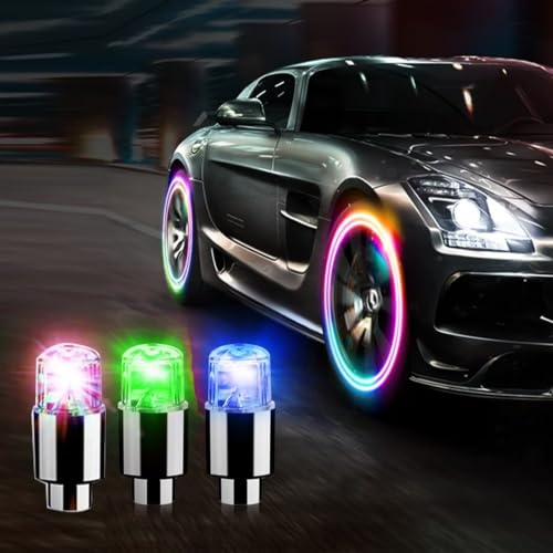 6 Pcs 2024 New Car Auto Flash Lights LED Car Bike Wheel Tire Tyre Valve Dust Cap Spoke Car Valve Stem Car Lights Hub Lamp Car Accessories