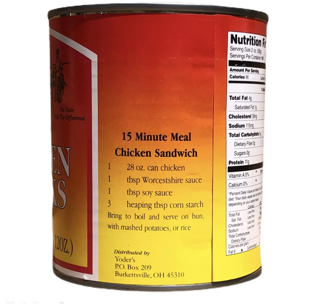 Yoders Fully Cooked Canned Chicken Chunks Emergency Survival Preparedness Food for Camping Hiking and Backpacking with 14 Servings/28oz/Can- 1 Can