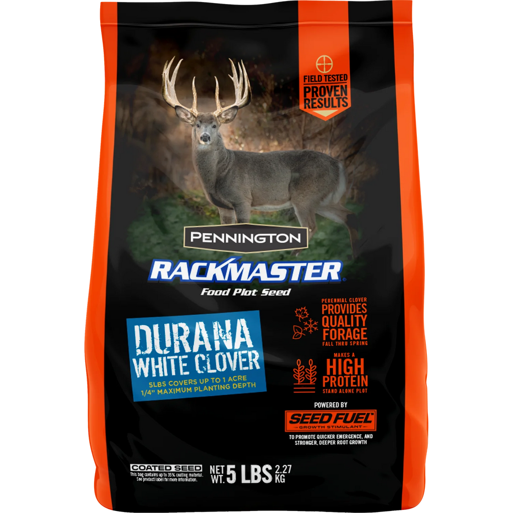 Pennington Rackmaster Durana Food Plot Seed Perennial White Clover 5 lbs for Deer Hunting and Wildlife Management