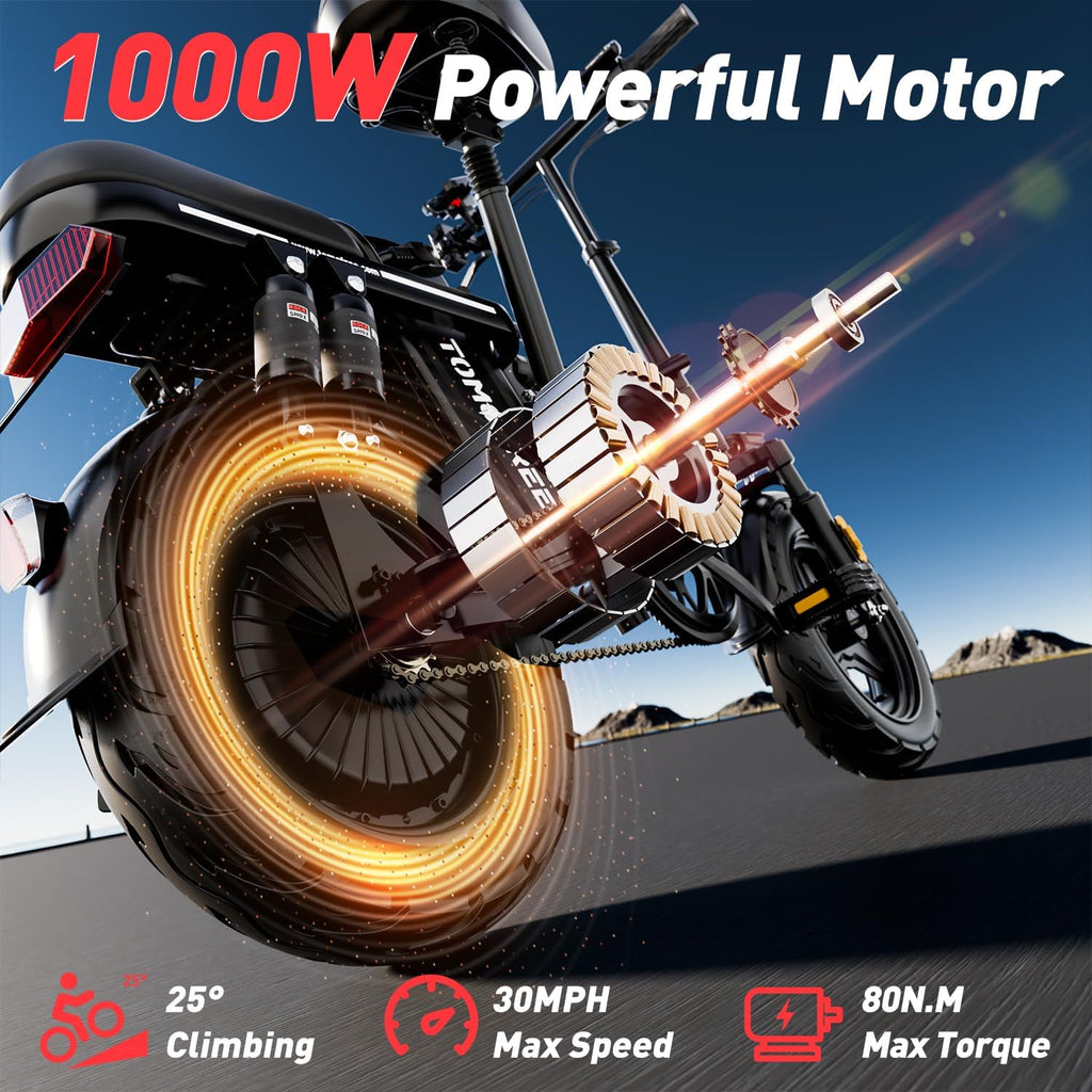 Electric Bike 14" Electric Bike for Adults, Folding Electric Commuting Bike with 1000W Brushless Motor, 48V 20Ah Removable Battery, 25MPH, Up to 40 Miles, Multiple Shock Absorption