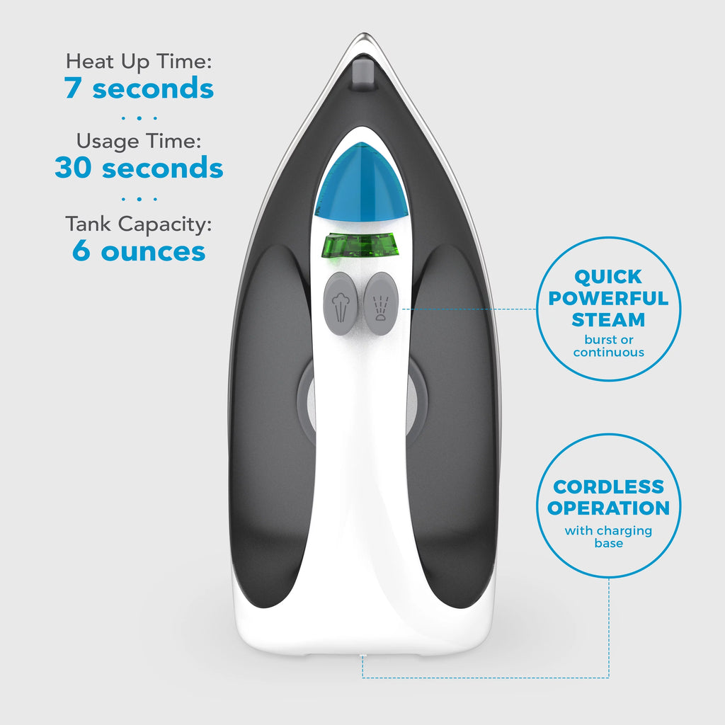 Steamfast SF-760 Portable Cordless Steam Iron with Carrying Case, White