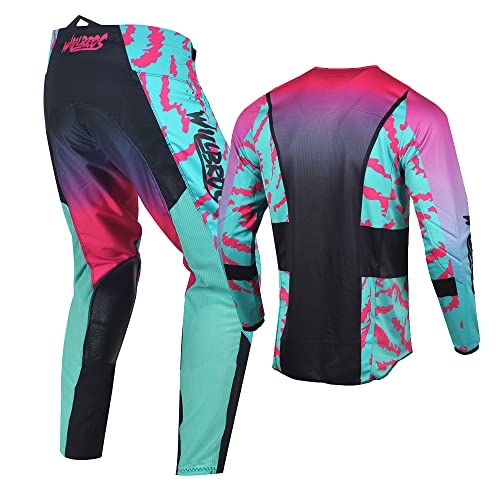 Willbros Mens Motocross Jersey Pants Combo MX Gear Set Dirt Bike Offroad Riding Racewear Adult BMX ATV