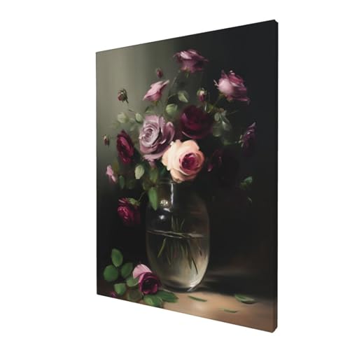 WEASYYDS Watercolor Gothic Rose Flower Canvas Wall Art Rustic Plant Floral Prints Decorative Aesthetic Poster Picture Decor Vintage Painting Art for Home Room Livingroom Bedroom Unframed