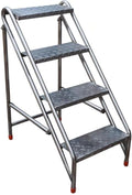Folding Ladder 4 Step Ladder with Handrails, Folding Step Stool with Wide Anti-Slip Pedal, Sturdy Steel Ladder for Adults for Home Kitchen Library Office 330 LBS Capacity Safety Step Ladder