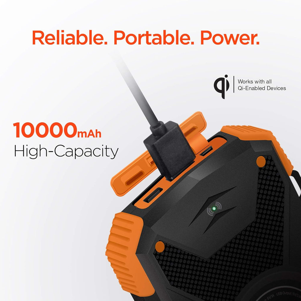 HyperGear Solar Wireless 10000mAh Portable Charger [Built-in Wireless Charging Pad,Solar Charging Panel,2 high-speed USB Ports,LED Flashlight,Compass]
