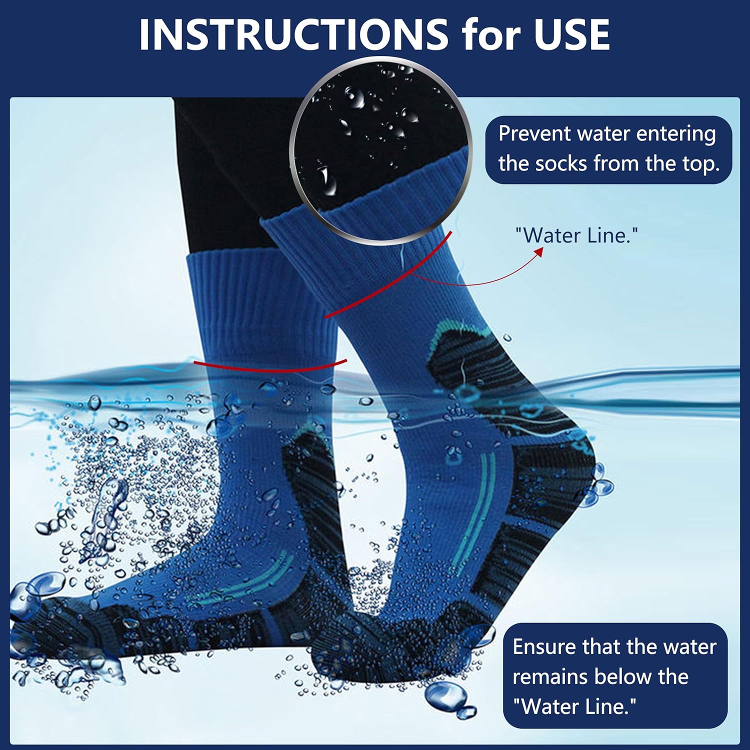 RANDY SUN Waterproof Breathable Socks, [SGS Certified] Unisex Novelty Skiing Trekking Hiking Wading Trail Socks 1 Pair