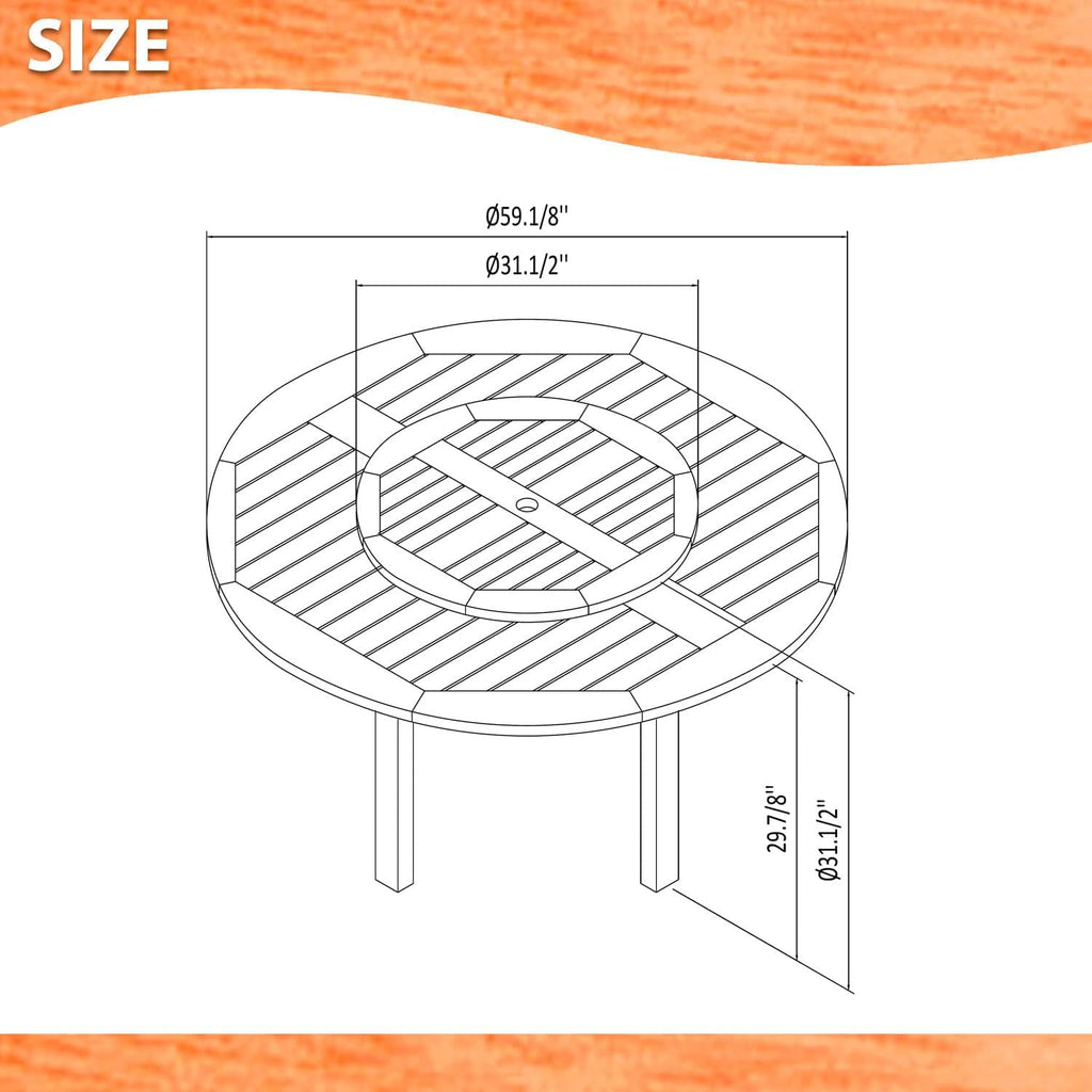 Amazonia | Eucalyptus Wood | Ideal for Patio and Outdoors Lucon 7-Piece Round Dining Set, Brown
