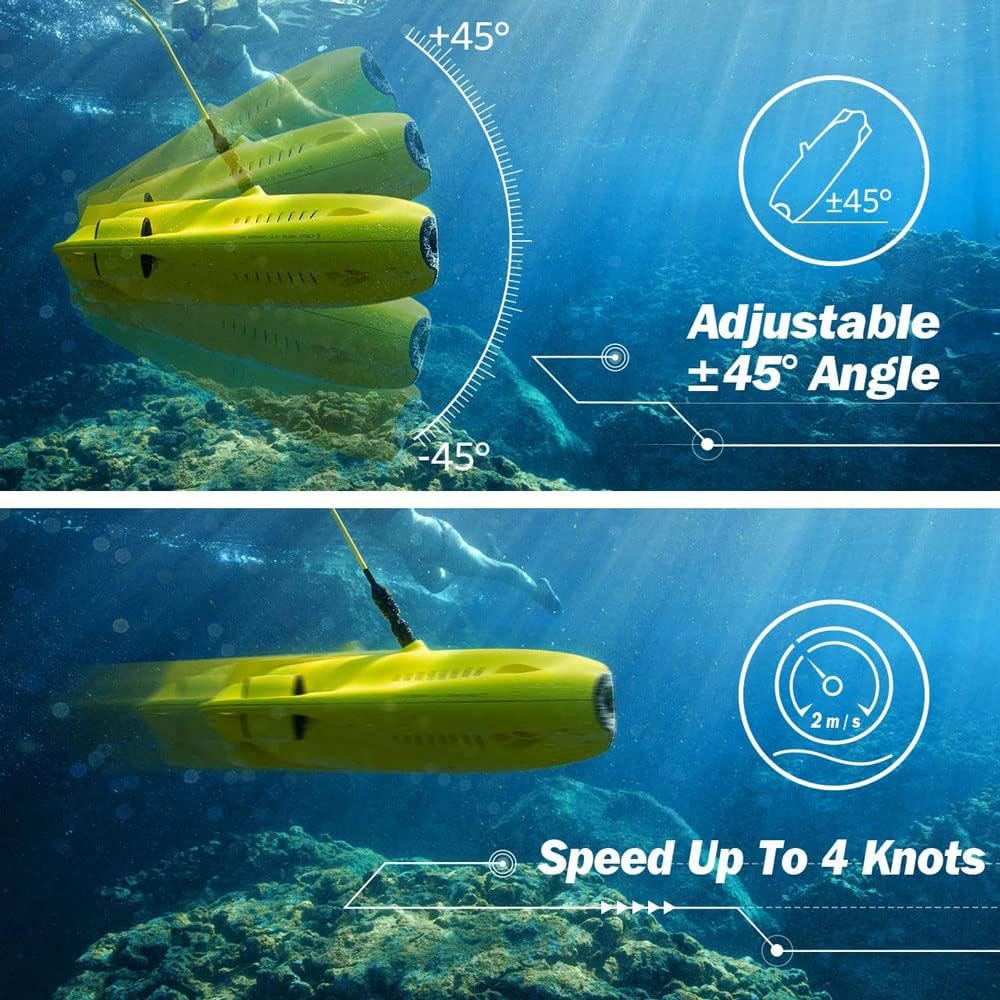 Underwater Drone Underwater Omnidirectional Movement 4K UHD Camera VR Headset Real-Time Control LED True 360° Ultra Wide Angle Posture Lock Slow Motion Image Stabilization