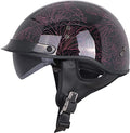 Motorcycle Half Helmet Vintage Scooter Helmet Women's Men's Retro Motorcycle Helmet DOT Certified Lightweight Breathable Street Sun Protection Moped Helmet with Sun Protection Goggles