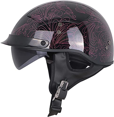 Motorcycle Half Helmet Vintage Scooter Helmet Women's Men's Retro Motorcycle Helmet DOT Certified Lightweight Breathable Street Sun Protection Moped Helmet with Sun Protection Goggles
