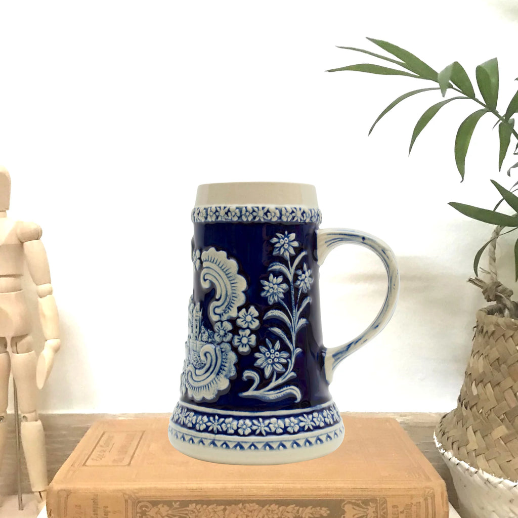 Oktoberfest Haus German Castle Engraved Ceramic Beer Stein - Drinking Beer Stein Mug for Beer Lovers - 0.6 Liter