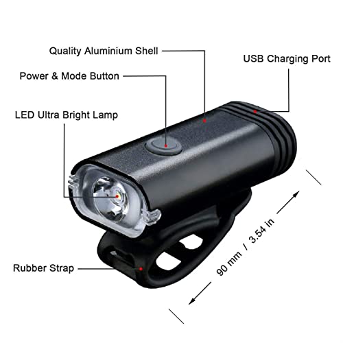Rechargeable Bike Light Set Powerful Front and Back Lights, Bicycle Accessories for Night Riding, Aluminum Alloy Headlights