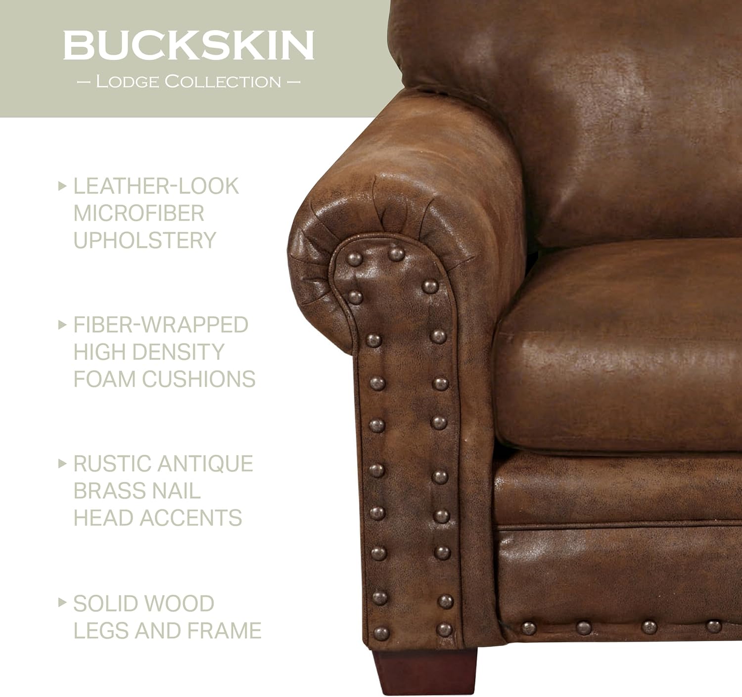 American Furniture Classics Model 8501-00-20 Buckskin Arm Matching Chair and Ottoman, Brown Pinto