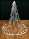 Veil,Wedding Veil, Bridal Veil,Bridal Veil Flower Lace, White Ivory Wedding Veil 3m with Comb Lace Cathedral Veil Ribbon (Color : Bianco, Size : 300cm)