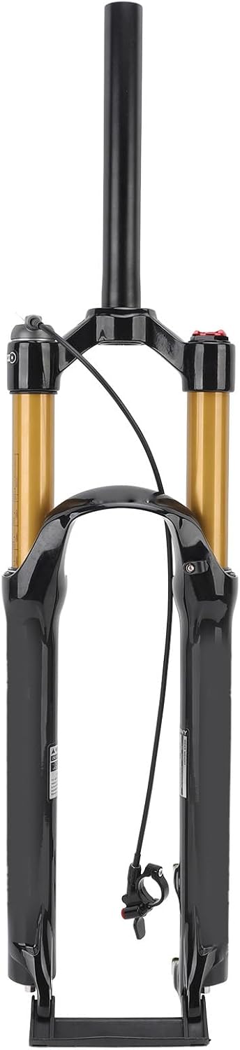 Bike Fork 27.5 Inch Mountain Bike Front Fork Suspension Fork High Strength Remote Lockout Straight Steerer Silent Bike Suspension Front Fork for Cycling Gold Tube
