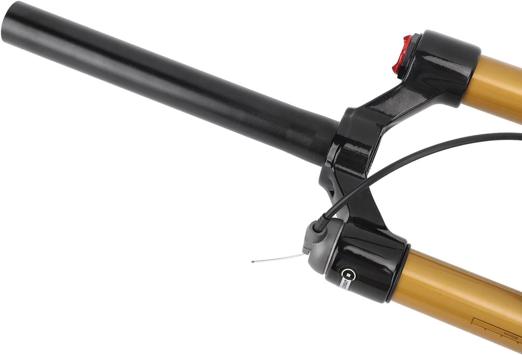 Bike Fork 27.5 Inch Mountain Bike Front Fork Suspension Fork High Strength Remote Lockout Straight Steerer Silent Bike Suspension Front Fork for Cycling Gold Tube