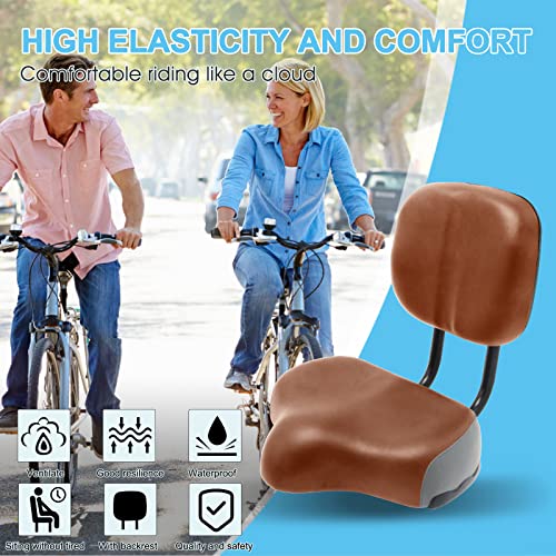 H&ZT Oversized Bike Saddle with Backrest, Universal Replacement Bicycle Saddle Comfortable Wider Compatible with Tricycle, Exercise and Road Bikes