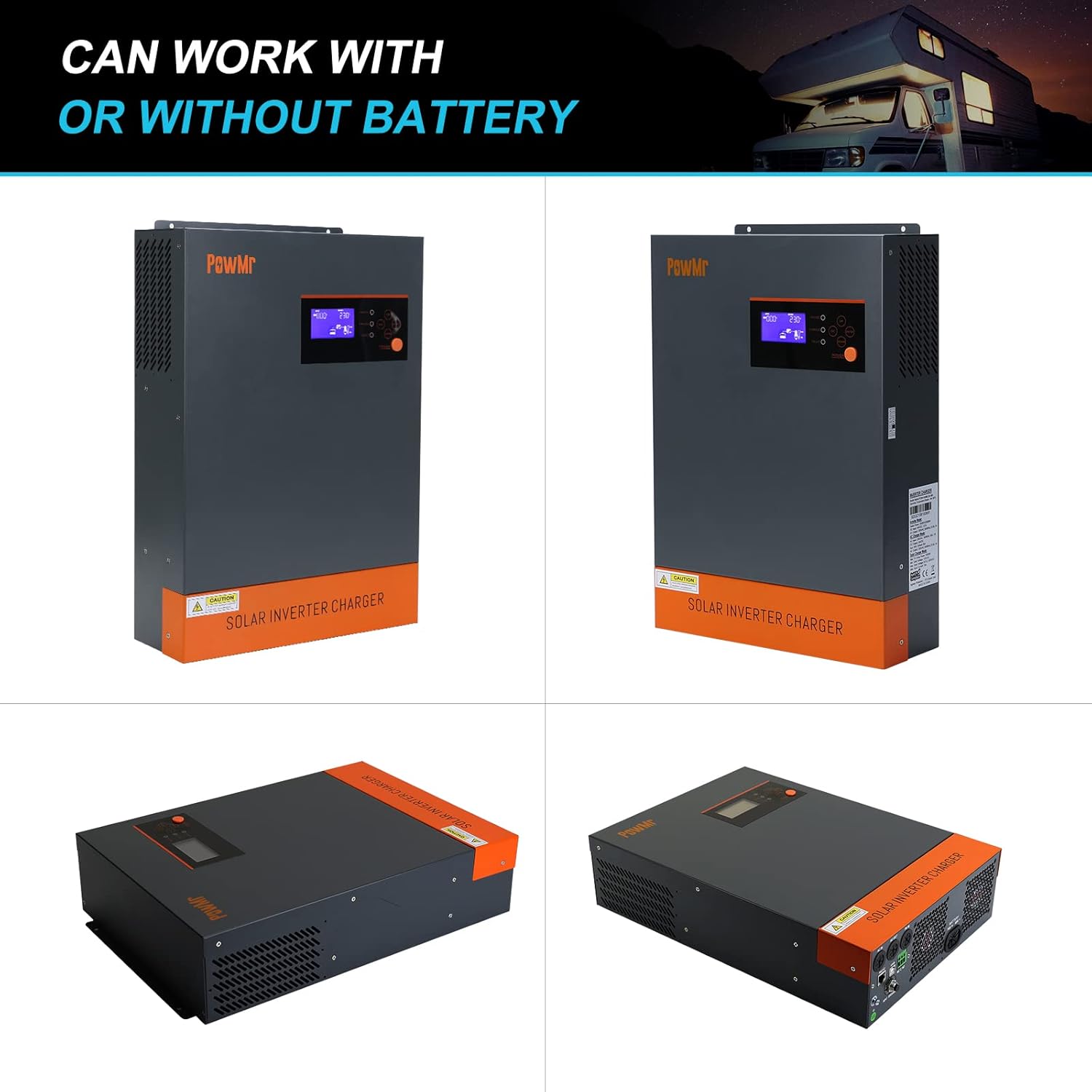 PowMr 5500w Solar Hybrid Inverter with 80A MPPT Charge Controller 48V DC to 220/230V AC, Off-Grid Pure Sine Wave Inverter Support Running Without Battery
