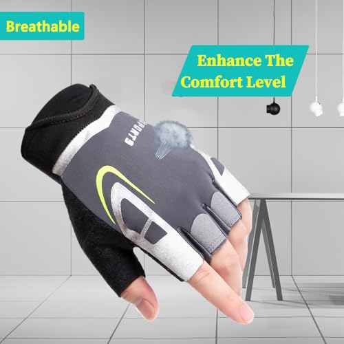 Workout Gloves for Gym Cycling Fitness Training, Breathable Lightweight Fingerless Exercise Gloves for Men Women