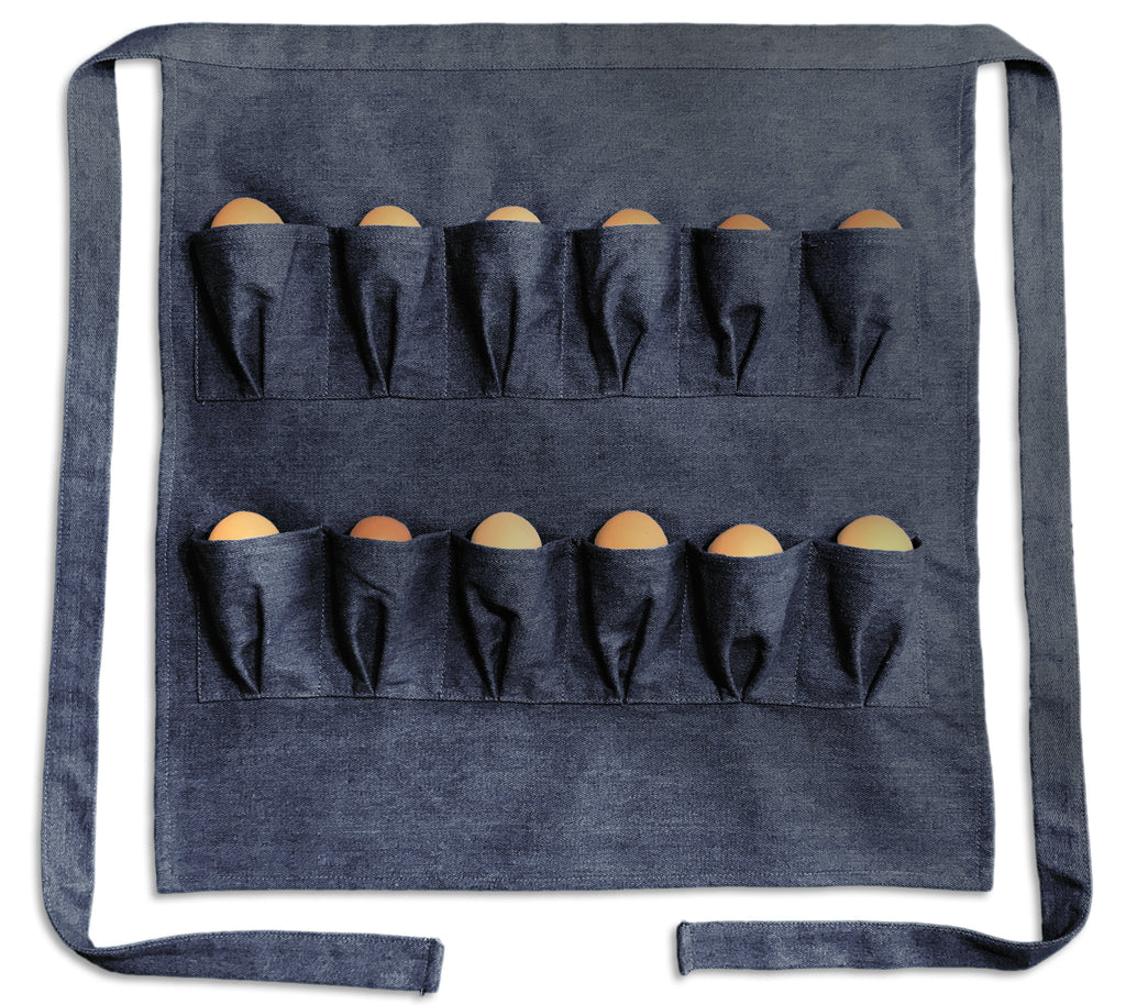 Backyard Barnyard 12 Pocket Soft Durable Denim Egg Gathering Apron FREE BURLAP GIFT BAG INCLUDED!  Collecting Chicken Duck Quail Poultry Eggs