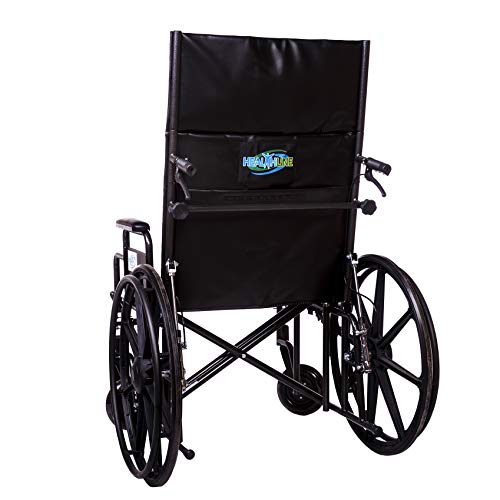 Wheelchair Reclining Back Heavy Duty Bariatric Desk Arm Padded Detachable with Cushioned Head Immobilizer and ELR (450lb) (24" seat)