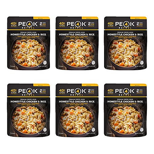 Peak Refuel Homestyle Chicken and Rice | Freeze Dried Backpacking and Camping Food | Amazing Taste | High Protein | Real Meat | Quick Prep Meals