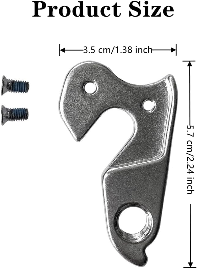 2 PCS Bike Rear Derailleur Hanger Durable Bike Derailleurs Bicycle Rear Derailleur Hanger MTB Road Bike Frame Gear Parts Dropout Adapter WG008-SL Silver 2.24x1.38''