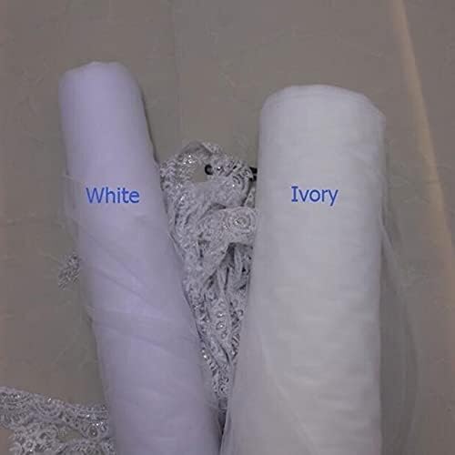Veil,Wedding Veil, Bridal Veil,Bridal Veil Flower Lace, White Ivory Wedding Veil 3m with Comb Lace Cathedral Veil Ribbon (Color : Bianco, Size : 300cm)