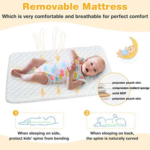 INFANS Baby Bassinet Bedside Crib, Newborn Sleeper w/Large Storage Basket, Adjustable Heights & Angle, Detachable &Washable Mattress, Breathable Mesh, Straps, Easy Moving Bed Side (Dark Grey)