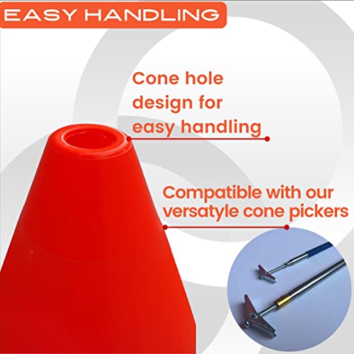 Versatyle 12in / 9in / 6in / 2in Set of 12 Heavy Duty Agility Training Cones for Sports & Kids, KamelKone Flexible Heavy Duty Cones for Bikes, Motorcycle Traffic, Soccer Drills Coaching & Field Marker