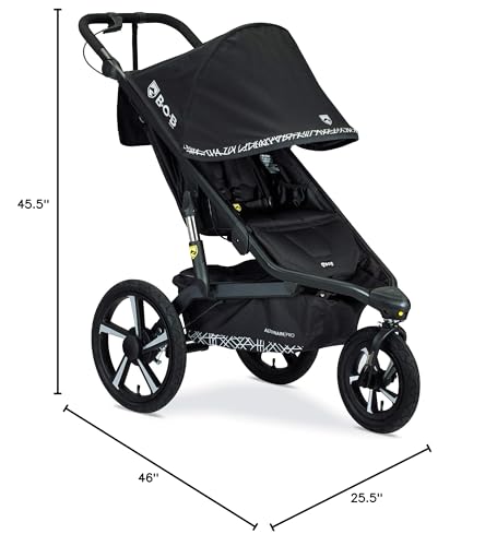 BOB Gear Bundle, Alterrain Pro Jogging Stroller, Black + Deluxe Snack Tray for Single Jogging Strollers + BOB Gear Deluxe Handlebar Console with Tire Pump for Single Jogging Strollers, Black