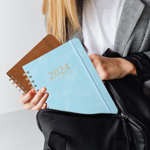 2024 Planner,Weekly and Monthly Academic Planner 2024 Spiral Bound,6.4"x8.5",Jan 2024-Dec 2024,Agenda Daily Planner Calendar Planner 2024 with Tabs(Brown)