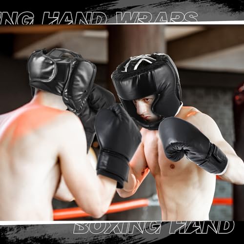 Kanayu 14 Pcs Boxing Set Including Men Boxing Gloves Headgear Helmet Punching Bag Boxing Hand Wraps Sport Mouth Guards for Adults Women Youth Beginners Training Equipment