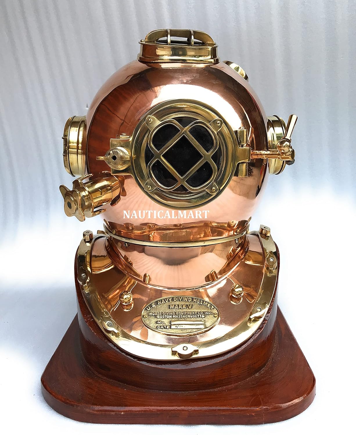 Nautical Copper Brass U.S Navy Mark V Diving Divers Helmet W/Base Deep Sea Vintage Marine Scuba Divers Helmet Accessories Collectible Decorative Gifts