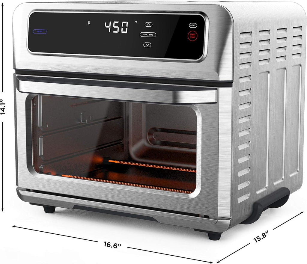 CHEFMAN Air Fryer Toaster Oven XL 20L, Healthy Cooking & User Friendly, Countertop Convection Bake & Broil, 9 Cooking Functions, Auto Shut-Off 60 Min Timer, Nonstick Stainless Steel, Shade Selector