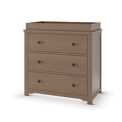 Child Craft Harmony 3 Drawer Dresser with Removable Changing Table Topper for Nursery or Bedroom, Plenty of Storage, Anti-Tip Kit Included to Prevent Tipping, Non-Toxic, Baby Safe Finish (Cool Gray)
