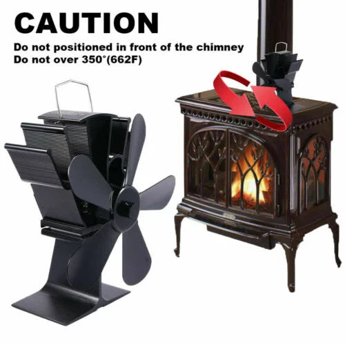 Eco-Friendly Wood Burner JahyShow Fireplace Fan - 5 Blades for Even Heat - Fuel Savings and Comfort