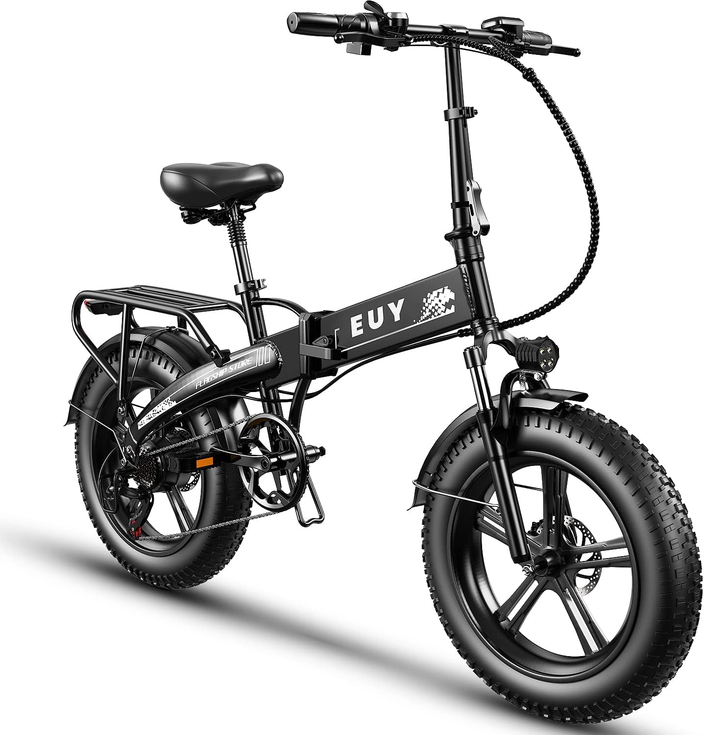 Folding Electric Bike for Adults,48V18Ah/12.8ah Removable Lithium Battery, 750W Motor 30MPH Electric Bicycle, 20" Fat Tire Electric Commuter Beach Snow Bicycle,Shimano 7-Speed,Dual Shock Absorber