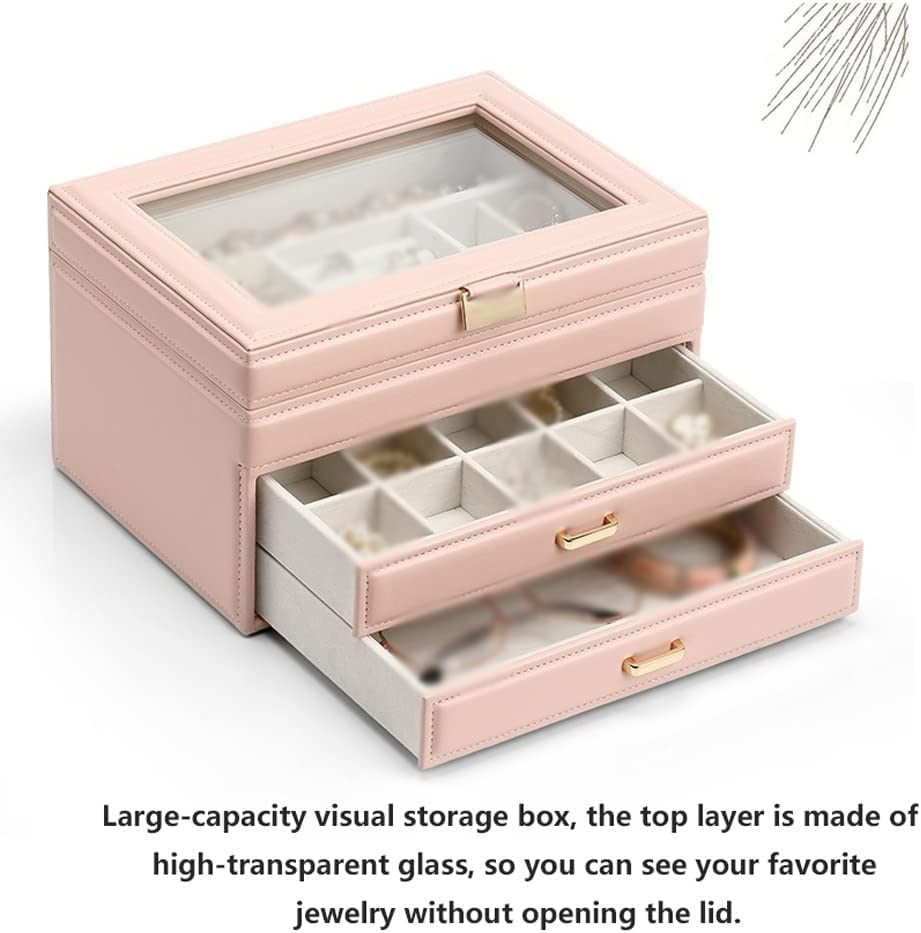 Jewelry Box Jewelry Boxes Jewelry Case PU Leather Jewelry Box Jewelry Storage Box Earring Ear Stud Ring Necklace Organizer Case Jewelry Box Organizer Jewelry Organizer (