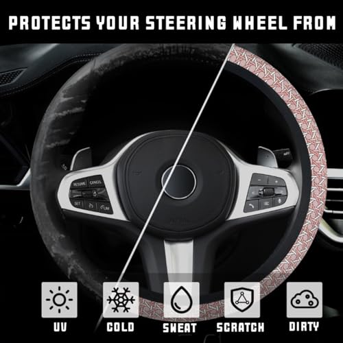 AUCELI 15 Inch Car Steering Wheel Cover, Anti-Slip Non-Slip Breathable Elastic Soft Comfortable Automotive Steering Wheel Protector Cover for Men Women, Vehicle Accessories Universal Fit