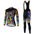 Women's Cycling Jersey Set Bike Shirt Long Sleeve Cycling Clothing Bicycle Bib Pants with 20D Gel Padded