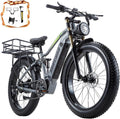Electric Bike for Adult 48V 30AH/20AH Removable Battery 1000W Ebike 26"Fat Tire up to 30MPH&118 Miles Long Range Full Suspension Electric Bicycle with Dual Hydraulic Disc Brakes,Shim 8-Speed Gear