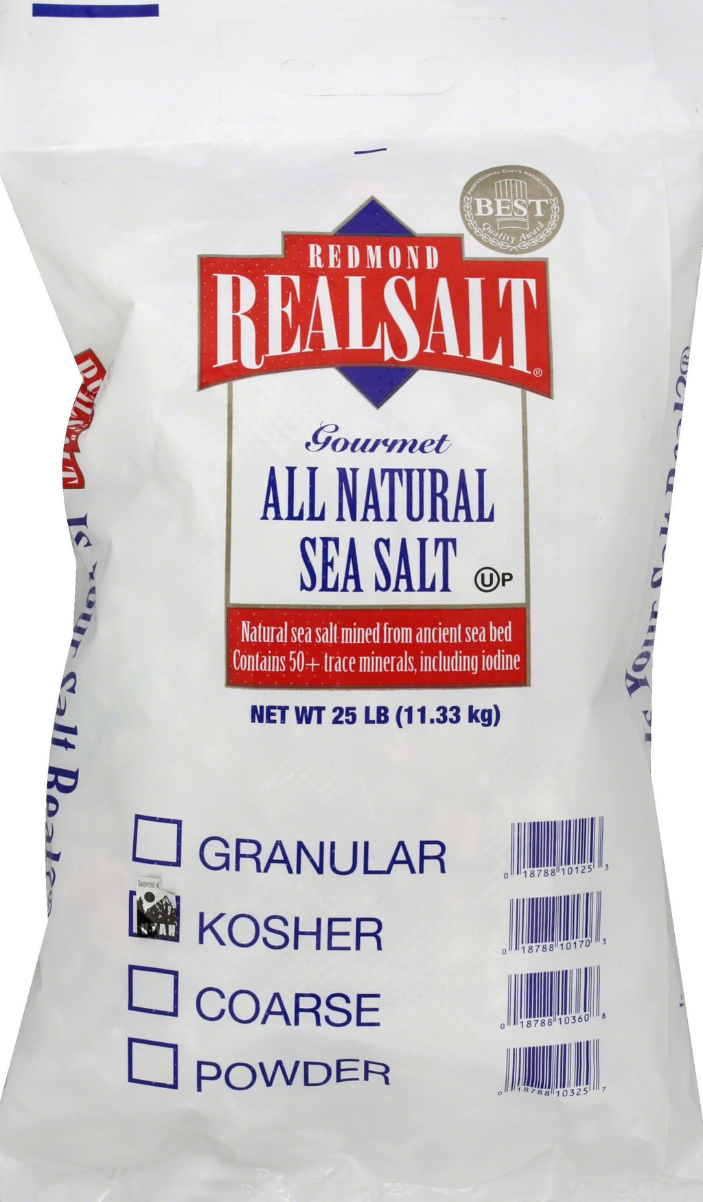 Real Salt Sea Salt, All Natural, Kosher - 25 lb