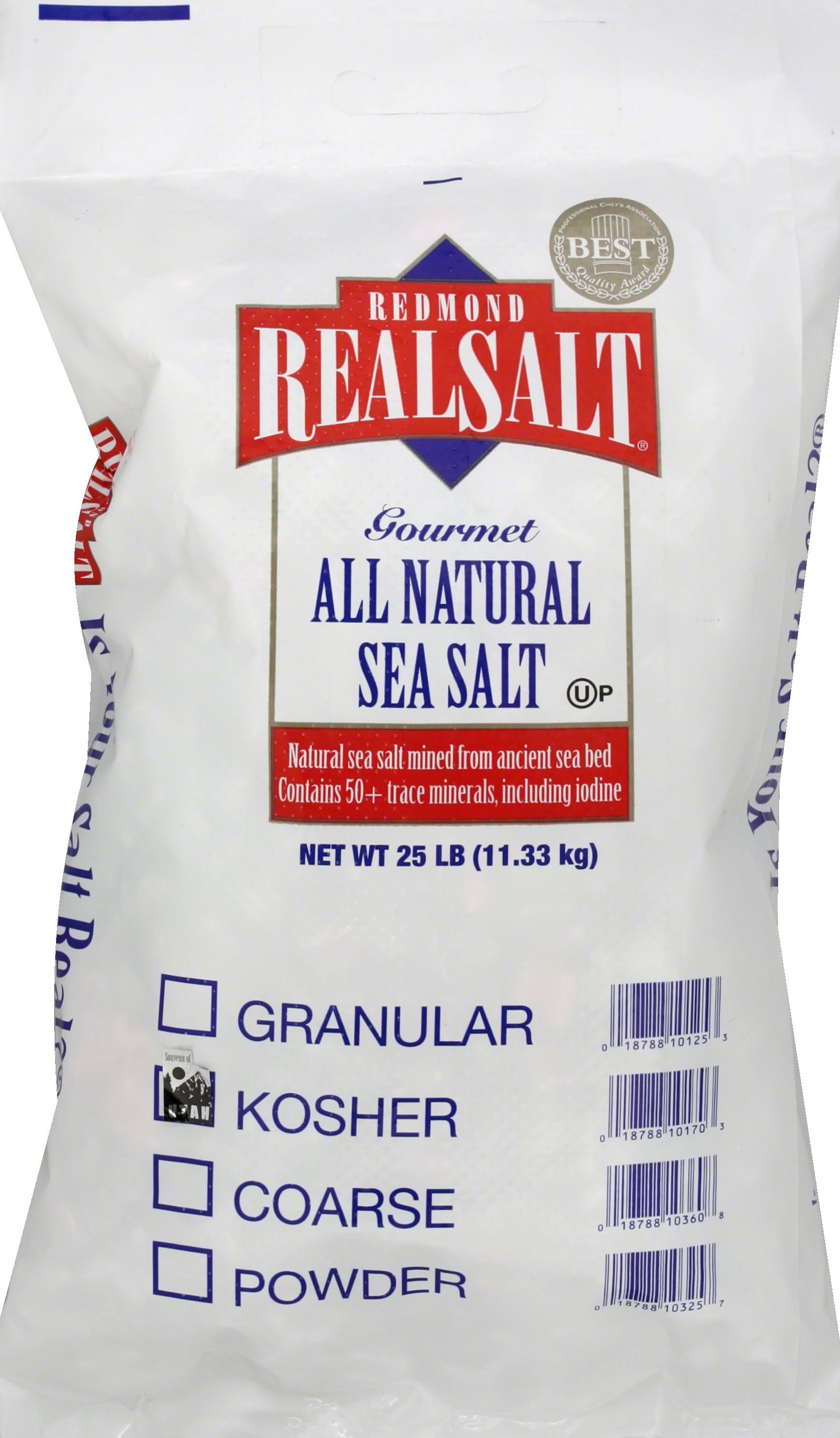 Real Salt Sea Salt, All Natural, Kosher - 25 lb