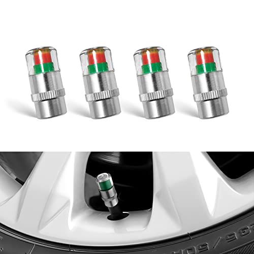 Tire Pressure Monitor Valve Stem Caps, Universal 32PSI Car Tire Pressure Monitor Valve Stem Caps Sensor Indicator, 3 Colors Alarm Tire Indicator, Universal Valve Stem Caps for Cars, SUVs, Trucks